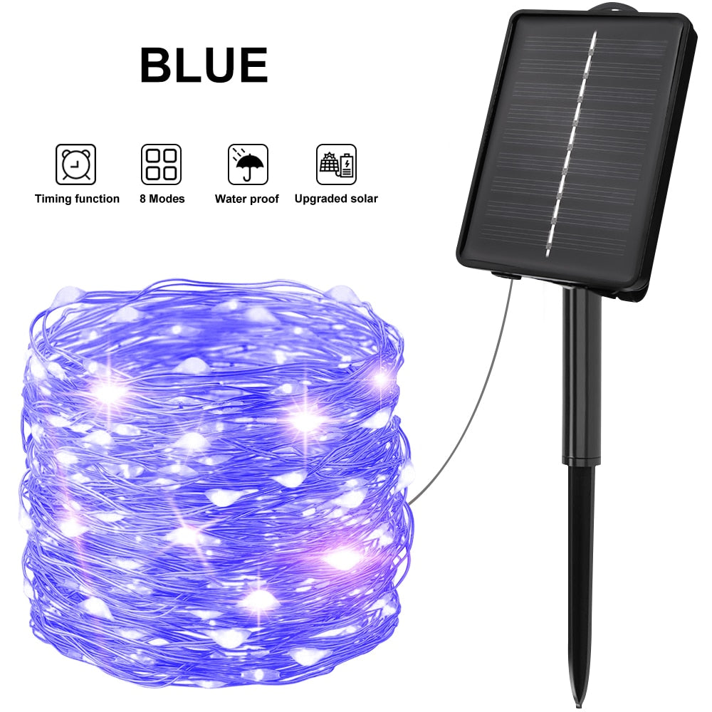 LED Outdoor Solar Lamp String Lights timing 200/300 LEDs Fairy Holiday Christmas Party Garland Solar Garden Waterproof
