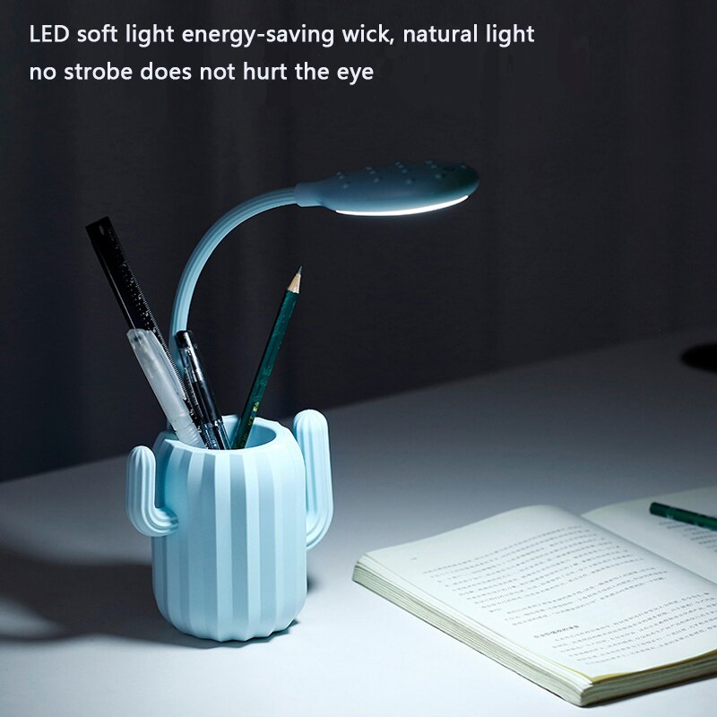 Student lamp Cactus pen holder desk lamp reading eye protection storage table lamp LED charging table lamp gift