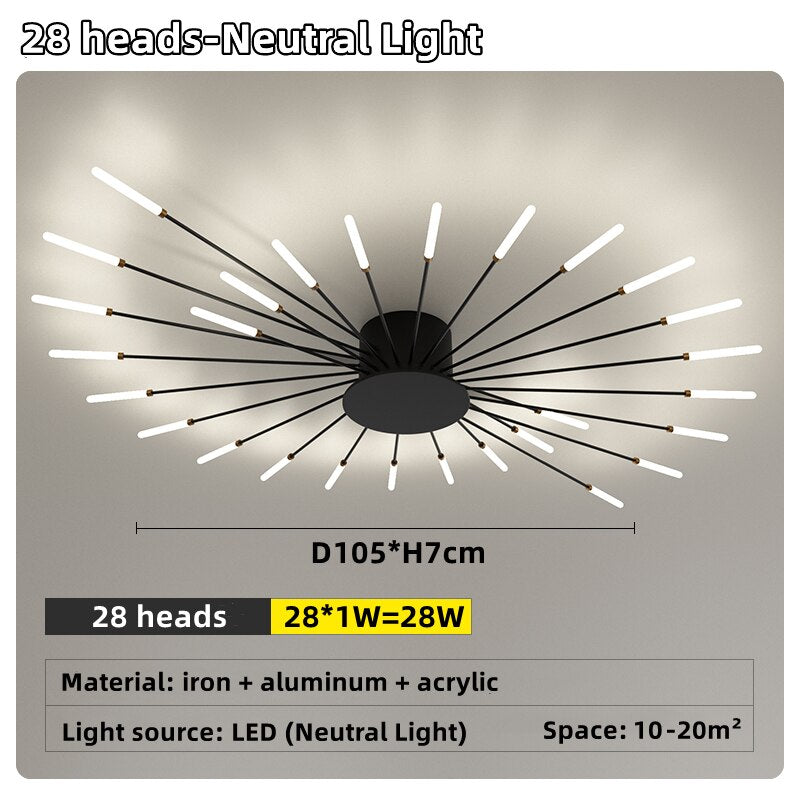 Led Firework Chandelier Dimmable For Living Room Bedroom Modern Ceiling Chandelier Dining Room Ceiling Lamp With Remote Control