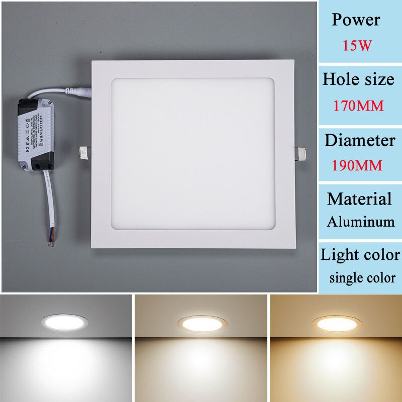 Embedded LED Panel Light Concealed Ceiling Light 3W6W12W15W18W Household Downlight Flat Light Commercial Ceiling Light