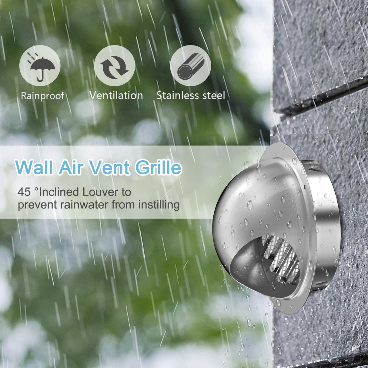 Hon&Guan 4-12inch Stainless Steel Wall Ceiling Air Ducting Ventilation Exhaust Grille Cover Outlet Heating Cooling & Vents Cap