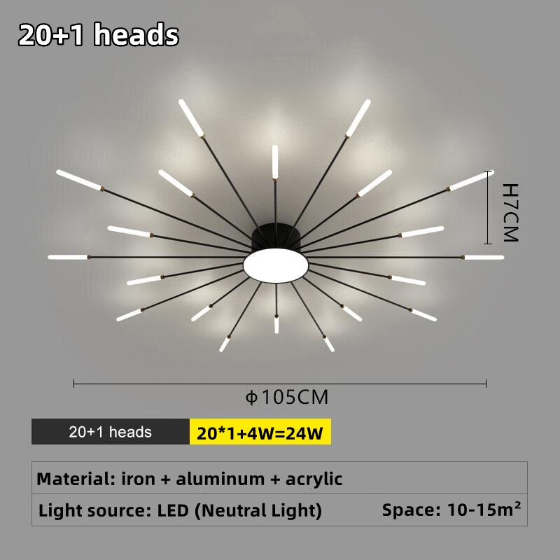 Led Firework Chandelier Dimmable For Living Room Bedroom Modern Ceiling Chandelier Dining Room Ceiling Lamp With Remote Control