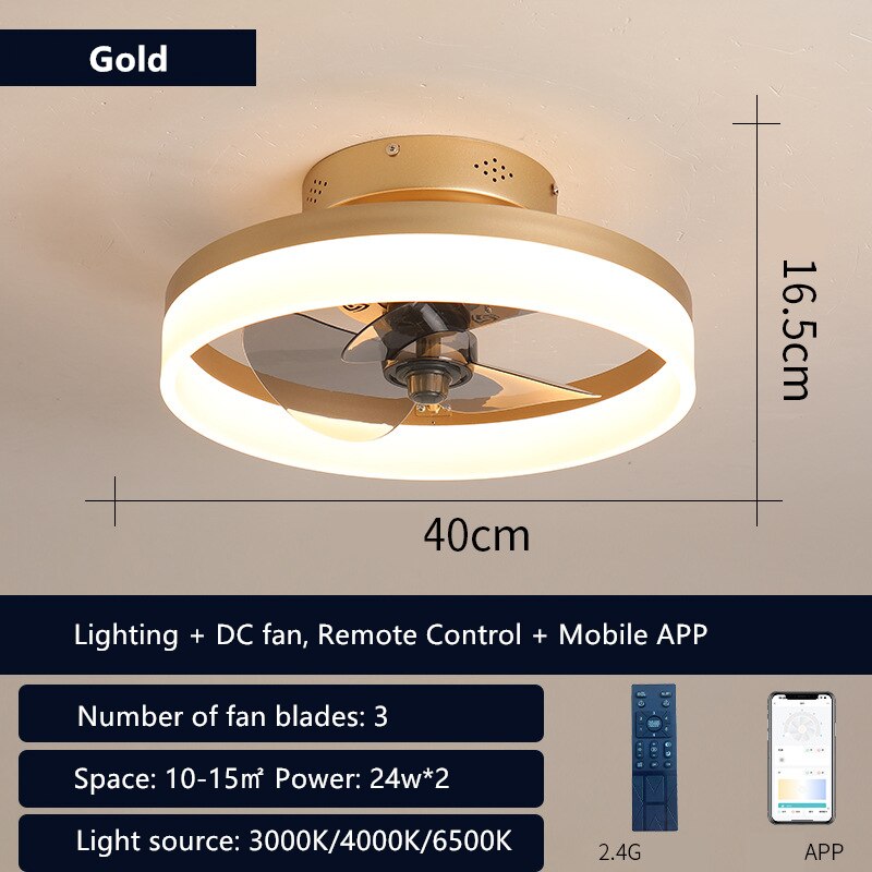 LED Ceiling Light Fans AC DC Fan Bedroom Lamp Lighting For Living Room Decorative Lamps Ventilated Silent With Remote Control