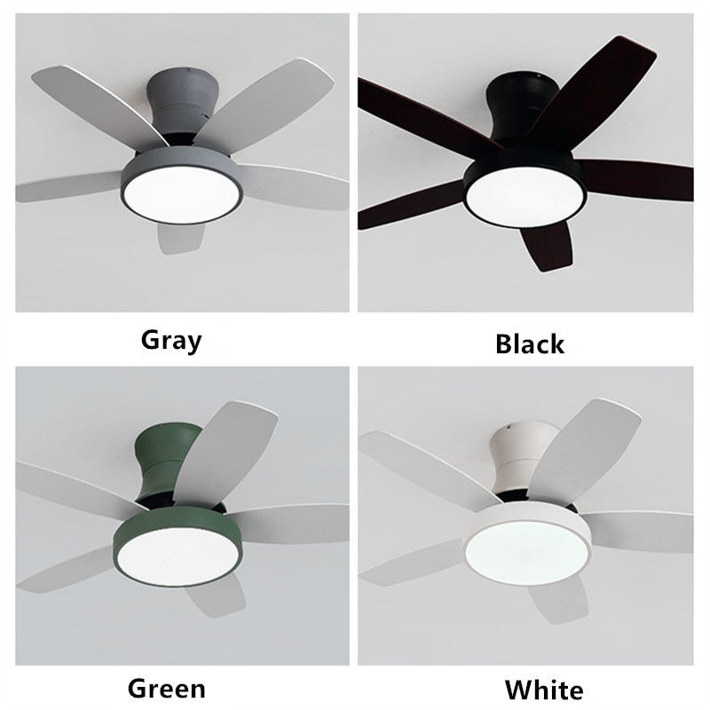 Modern Ceiling Fan Lamp with Led Light for Dining Living Room Kitchen Wood Nordic Suction Fans Remote Control ventilador