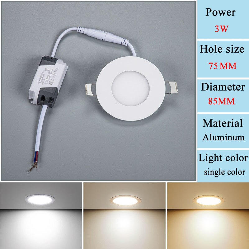 Embedded LED Panel Light Concealed Ceiling Light 3W6W12W15W18W Household Downlight Flat Light Commercial Ceiling Light