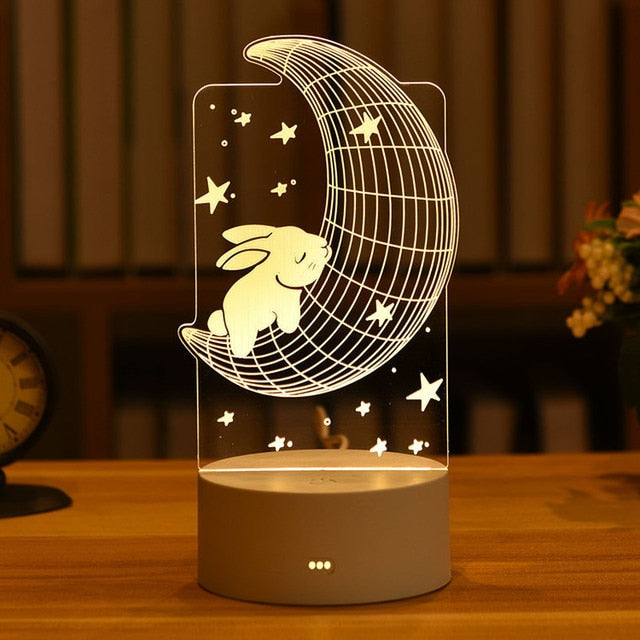 Romantic Love 3D Acrylic Led Lamp for Home Children's Night Light Table Lamp Birthday Party Decors Valentine's Day Bedside Lamp