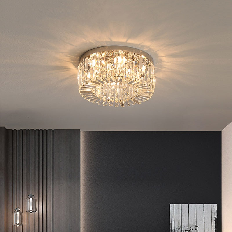 Luxury Modern Minimalist Crystal Glass Round Ceiling Chandelier For Home Living Room Bedroom Study Led Indoor Lighting Decor