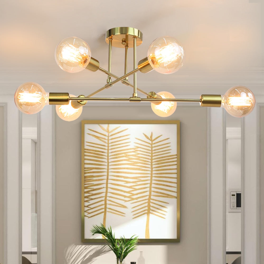 Modern LED Ceiling Lamp Loft Industrial Black/Golden LED Ceiling Lights Nordic Minimalist Living Room Ceiling Lamps Fixture