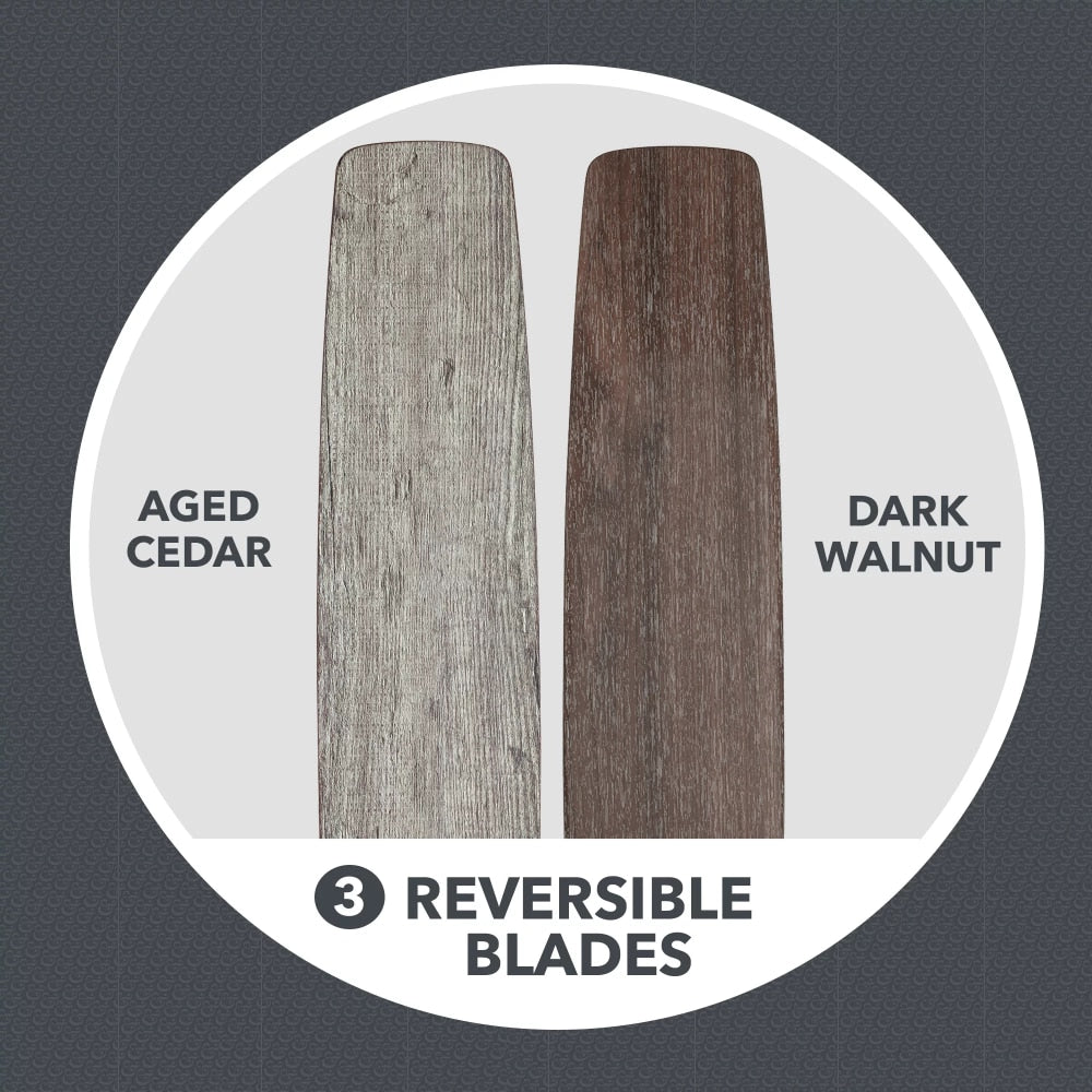 52” Matte Black Indoor/Outdoor 3 Blade Ceiling Fans Room Decor Home Fan Ceiling Fan with Led Light