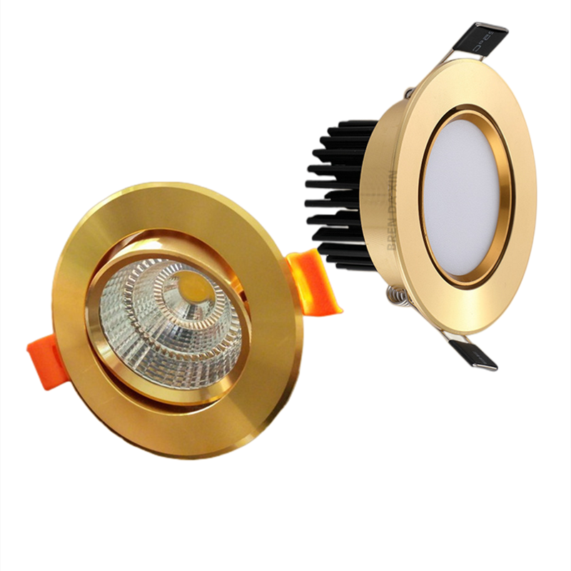 golden Dimmable AC90V-260V 5W7W9W12W15W18W20W LED Downlights Shoot light COB Recessed Ceiling Lamps Spot Lights illuminationbulb