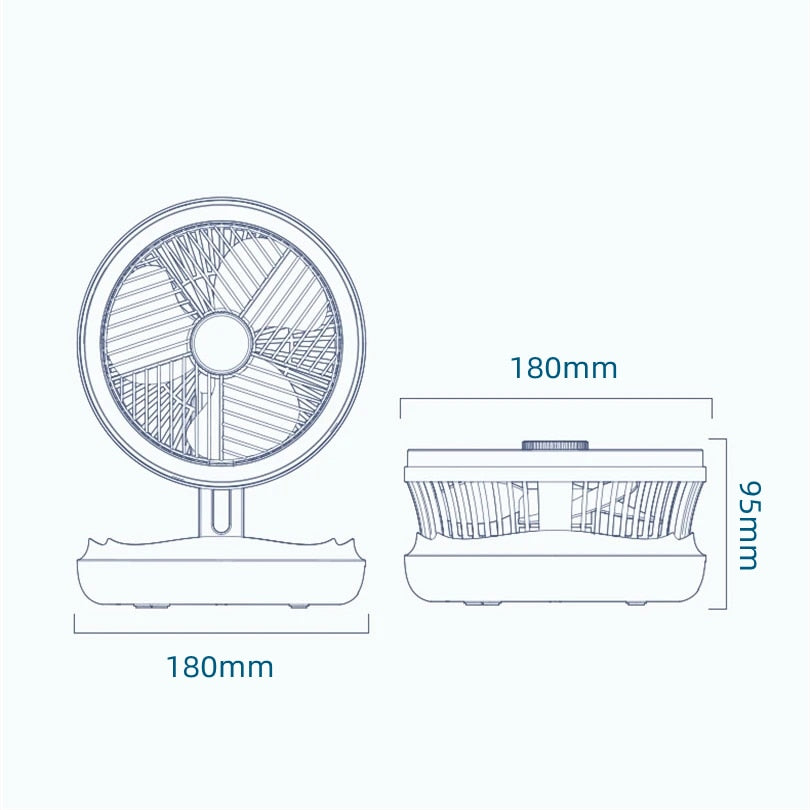 USB Charging Foldable Table Fan Wall Mounted Hanging Ceiling Fan with LED Light 4 Speed Adjustable For Home Room Air Cooler Fan