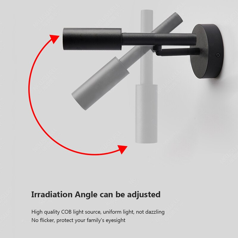 Minimalist LED Wall Lamp Reading Light For Bedroom Hotel Night Book Lamp Adjustable Rotaion Wall Light 5W Led Spotlight