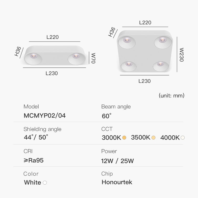 Surface Mounted Square LED Downlight Ultra-thin LED Ceiling Lamp COB 12W 25W Ceiling Spotlight For Indoor Decor Lighting