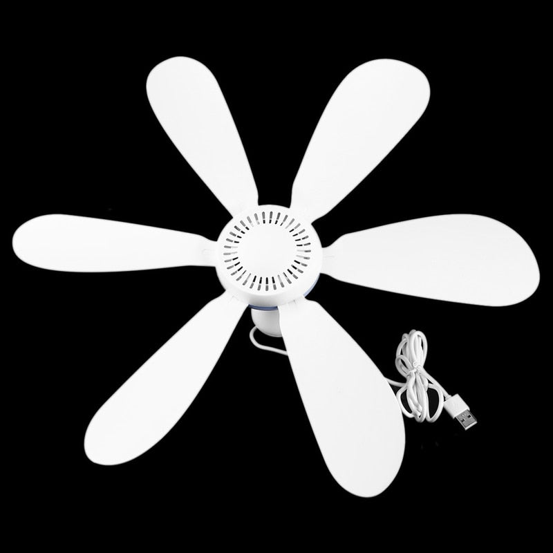 Silent 6 Leaves USB Powered Ceiling Canopy Fan for Camping Bed Dormitory Tent