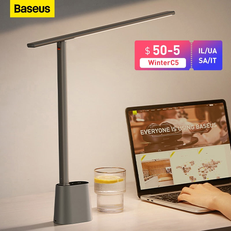 Baseus LED Desk Lamp Eye Protect Study Dimmable Office Light Foldable Table Lamp Smart Adaptive Brightness Bedside Lamp For Read