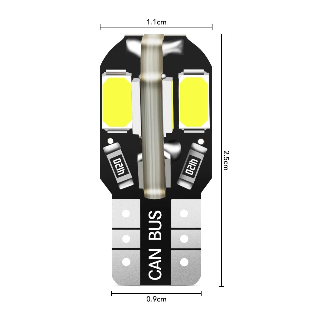 20PCS W5W T10 LED Bulbs Can bus 5730 8SMD 12V 6000K 194 168 LED Car Interior Map Dome Lights Parking Light Auto Signal Lamp Warm