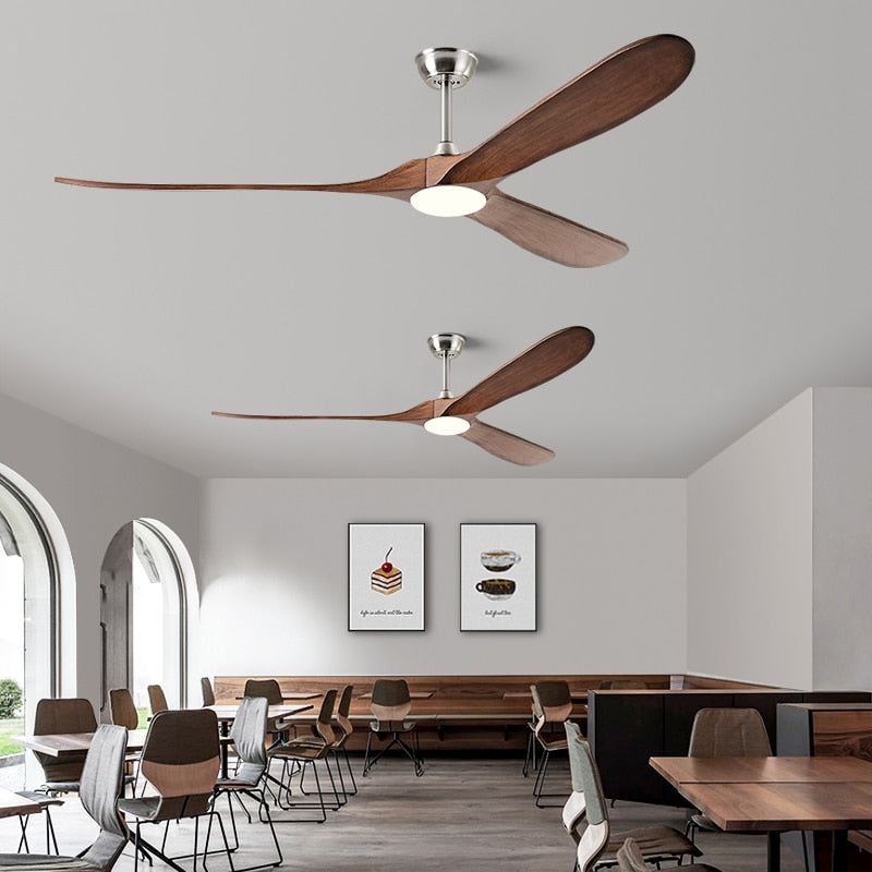 Modern 60/70 Inches Wooden Ceiling Fan With Led Light And Control For Bedroom Living Room Home Office Lounge Ceiling Fans