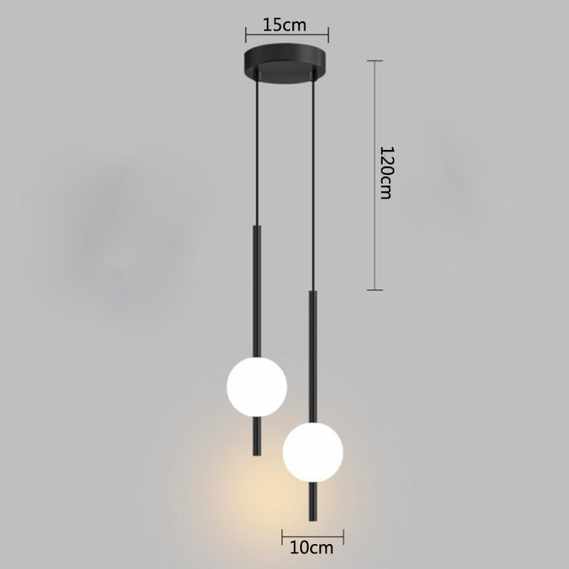 Simple glass ball pendant lights Nordic bedroom bedside long line hanging lamp modern restaurant decor lamp