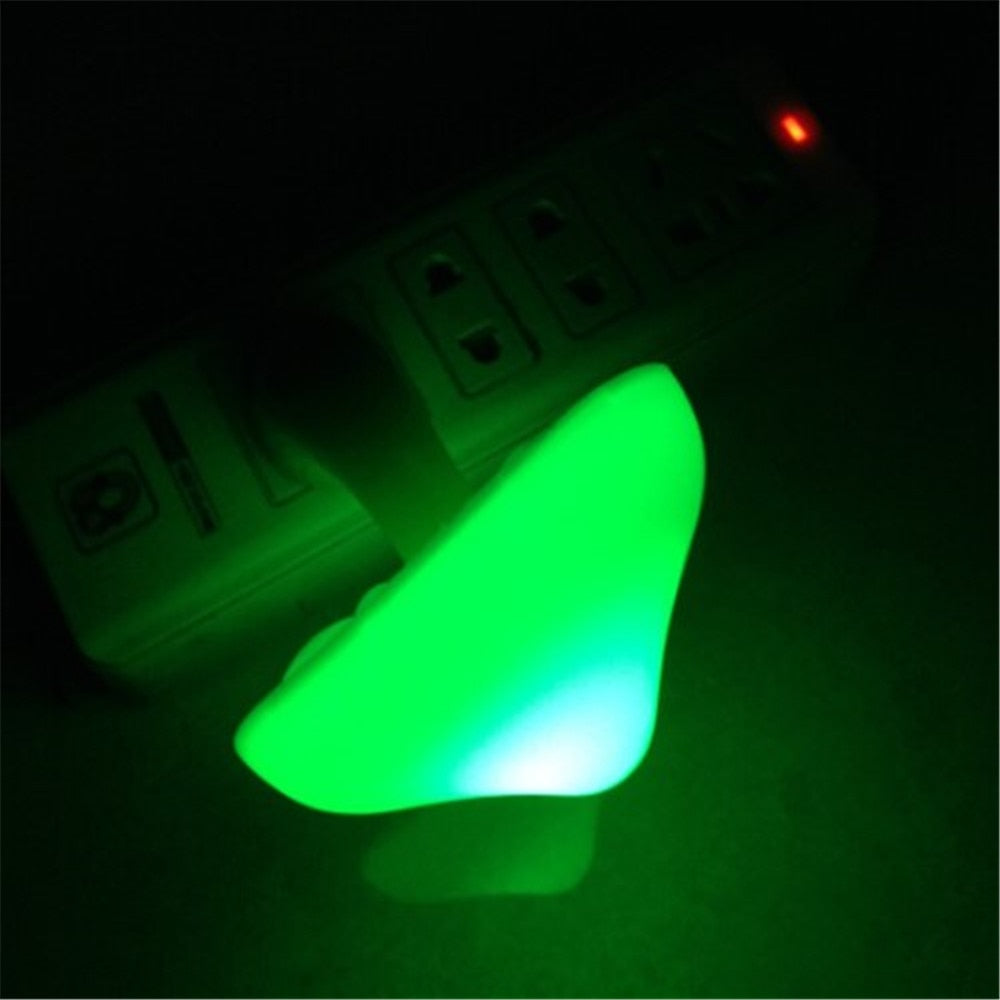Led Night Light Mushroom Wall Socket Lamp Eu Us Plug Warm White Light-control Sensor Bedroom Light Home Decoration