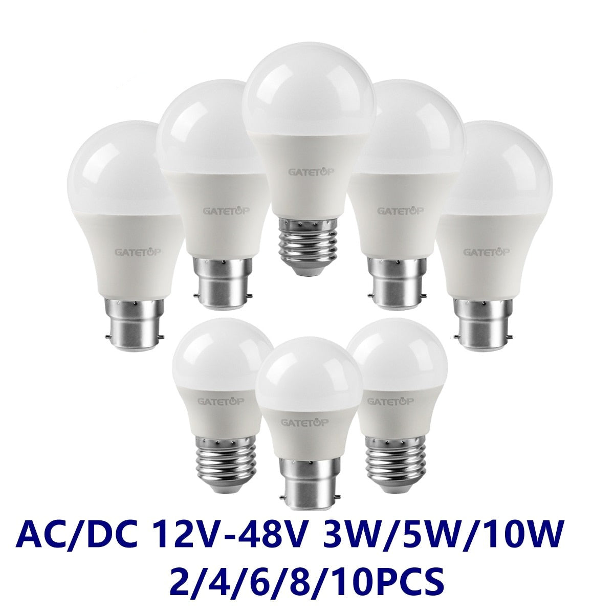 LED low-voltage bulb AC/DC12V 24V 36V 48V E27 B22 10W Bombilla For Solar Led Light Bulbs 12 Volts Low Voltages Lamp Lighting