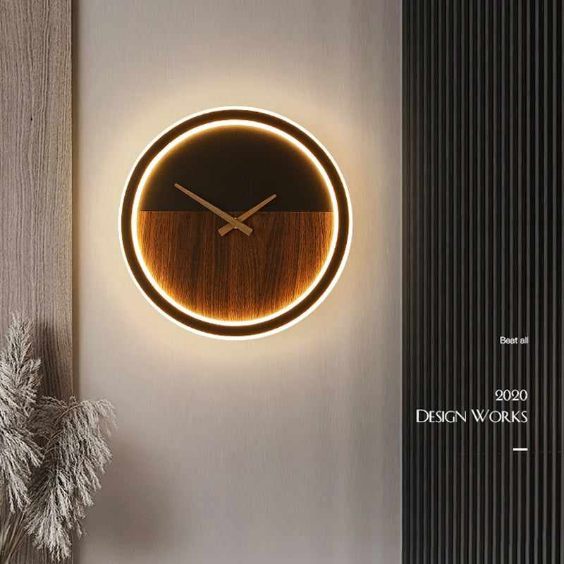 Modern LED Clock Wall Lamps For Bedside Corridor Aisle Hotel Living Room Foyer Kitchen Porch Lights Luminaria Indoor Lighting