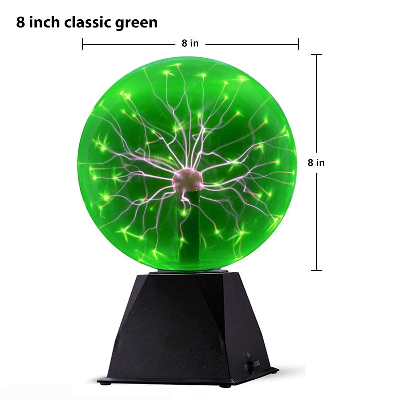 8 Inch sound control Magic Plasma Ball Lamp LED Night Light Atmosphere Touch Glass Plasma Light Christmas Party Decor Lighting