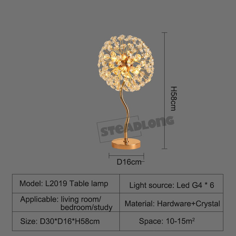 Morden LED Sun Flower Crystal Table Lamps Iron Creative Art Floor Lamp living Room Bedroom Study Bedside Lighting lustre Decor
