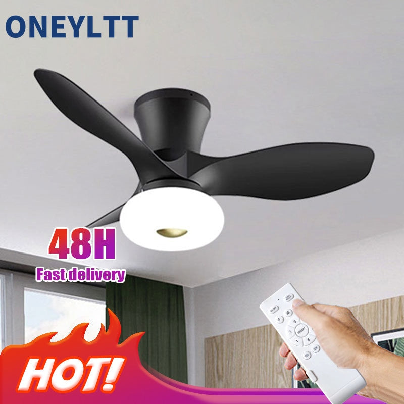 New Nordic bedroom fan light ultra-thin frequency conversion mute restaurant ceiling fan light children's room bedroom fan lamp