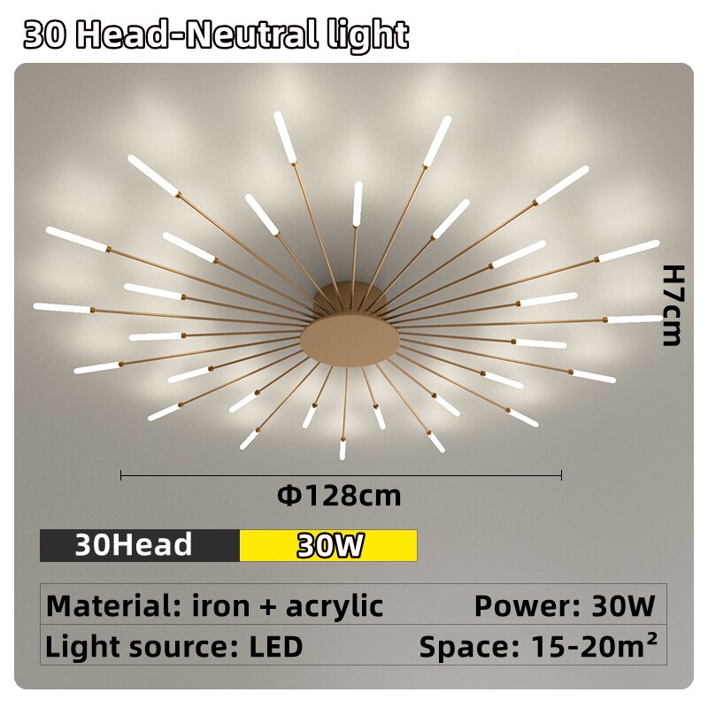 Led Firework Chandelier Dimmable For Living Room Bedroom Modern Ceiling Chandelier Dining Room Ceiling Lamp With Remote Control