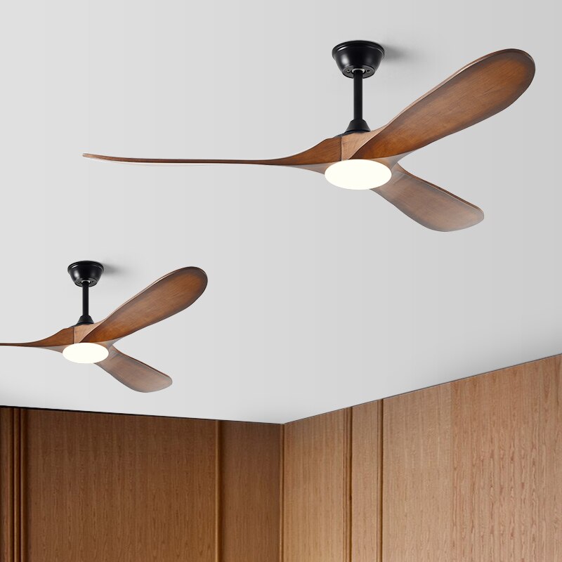Modern 60/70 Inches Wooden Ceiling Fan With Led Light And Control For Bedroom Living Room Home Office Lounge Ceiling Fans
