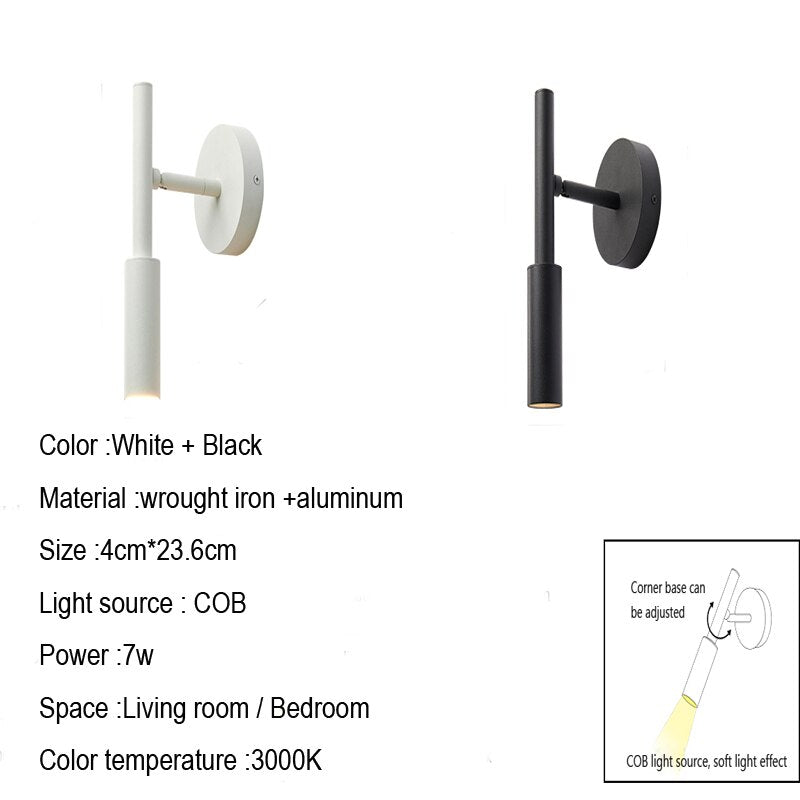 Minimalist LED Wall Lamp Reading Light For Bedroom Hotel Night Book Lamp Adjustable Rotaion Wall Light 5W Led Spotlight
