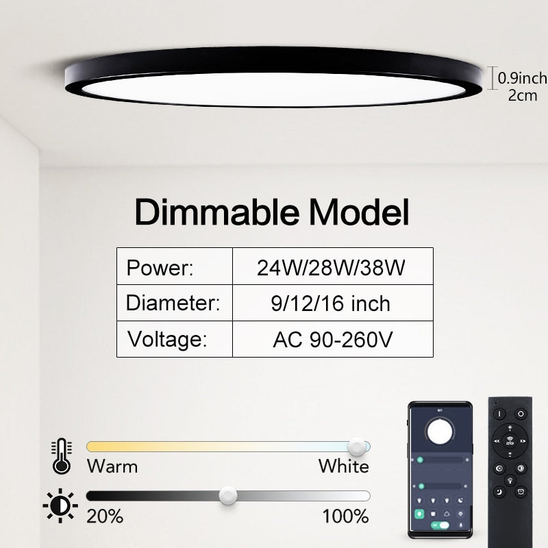 Ultra-thin Dimmable LED Ceiling Panel light Smart APP/Remote Control