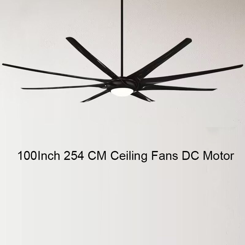 100 Inch Large Ceiling Fans With Light DC Motor Reverse Blades 110V 220V Stainless Ceiling Fans Ventilator De Techno Silver Fan