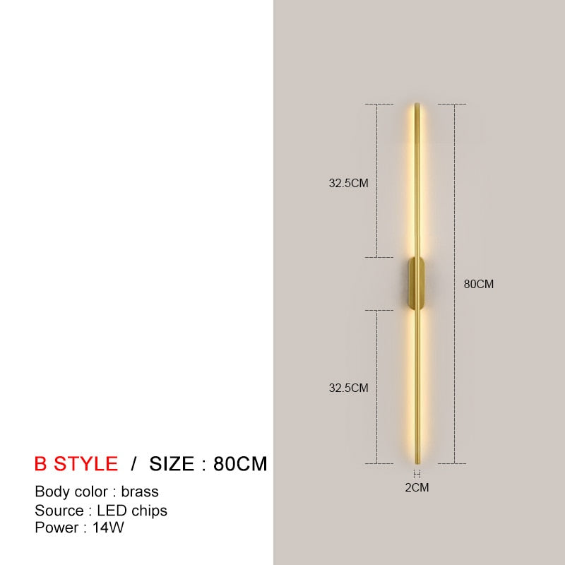 Minimalism Longer LED Wall Lights Living Room Background Decor Kitchen Fixtures Bedroom Study Stair Surface Mounted Black Lamp