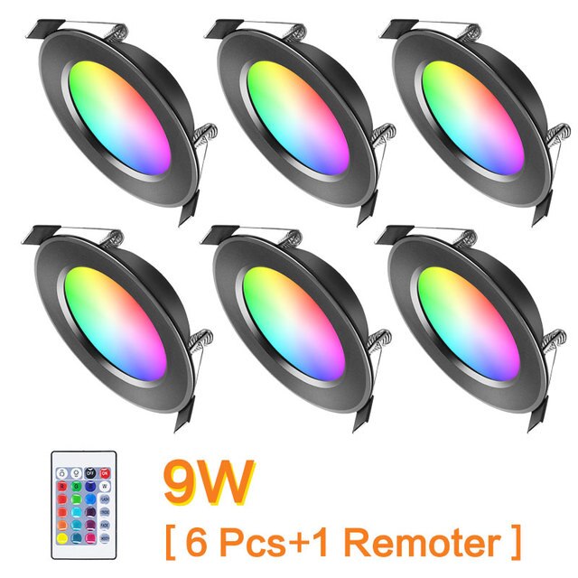 Smart LED RGB Downlight with Remote Control Ceiling Indoor Lights Dimming Round Spot Lamp 7W 9W Warm Cool Light Work Home