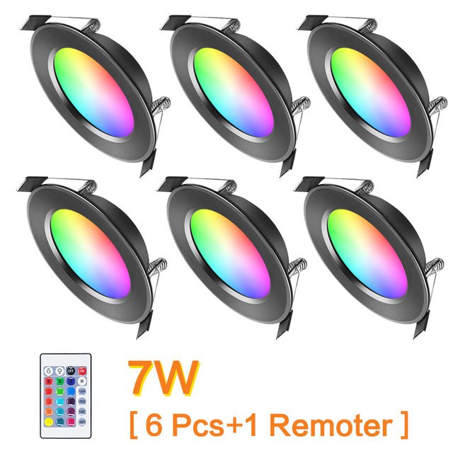 Smart LED RGB Downlight with Remote Control Ceiling Indoor Lights Dimming Round Spot Lamp 7W 9W Warm Cool Light Work Home