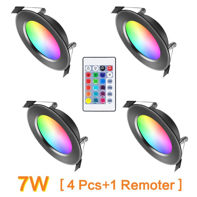 Smart LED RGB Downlight with Remote Control Ceiling Indoor Lights Dimming Round Spot Lamp 7W 9W Warm Cool Light Work Home