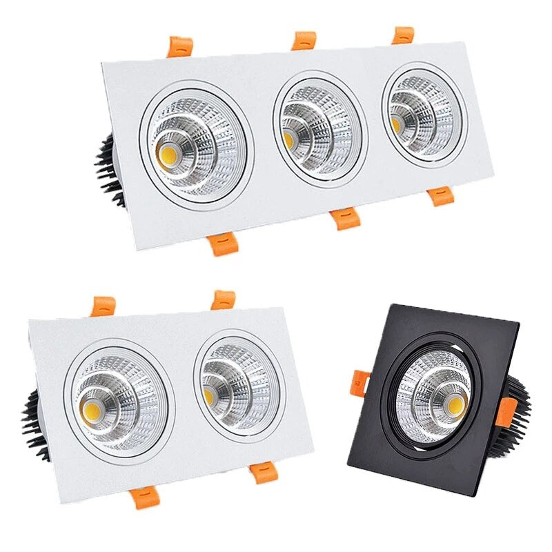 Super Bright Recessed LED Dimmable Square Downlight COB LED Spot light Ceiling Lamp AC 110V 220V