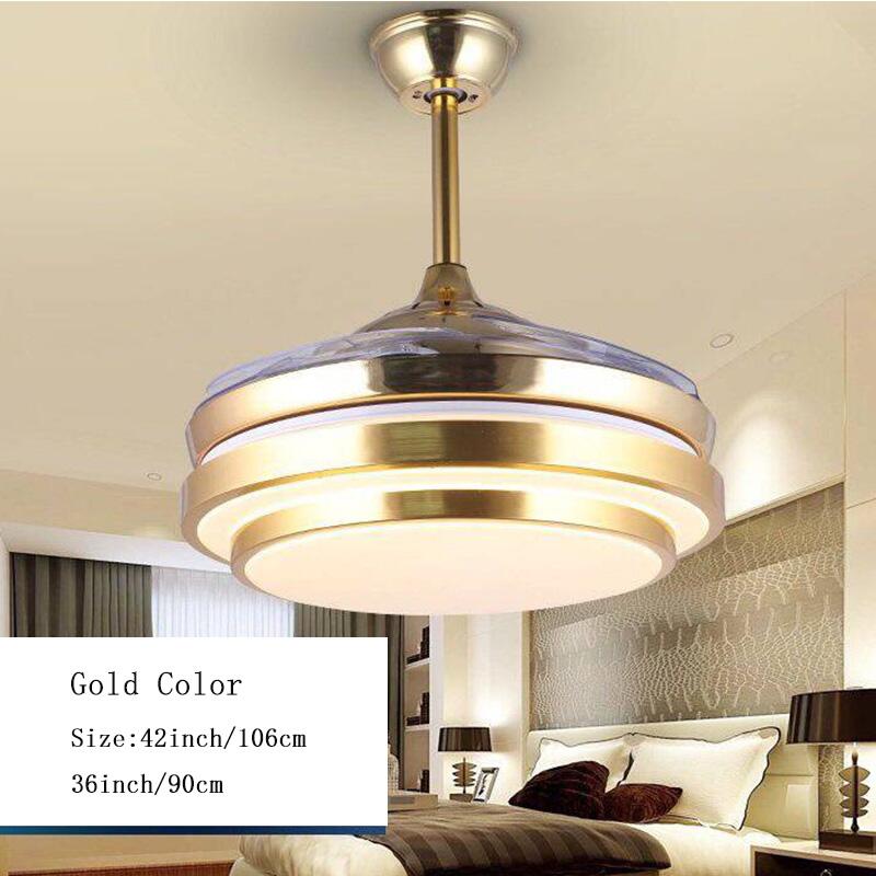 Modern Ceiling Fan Lights Lamps Remote Control 36 42 inch Gold Silver Led lumiere Dining room Bedroom Fan Lighting Free Shipping