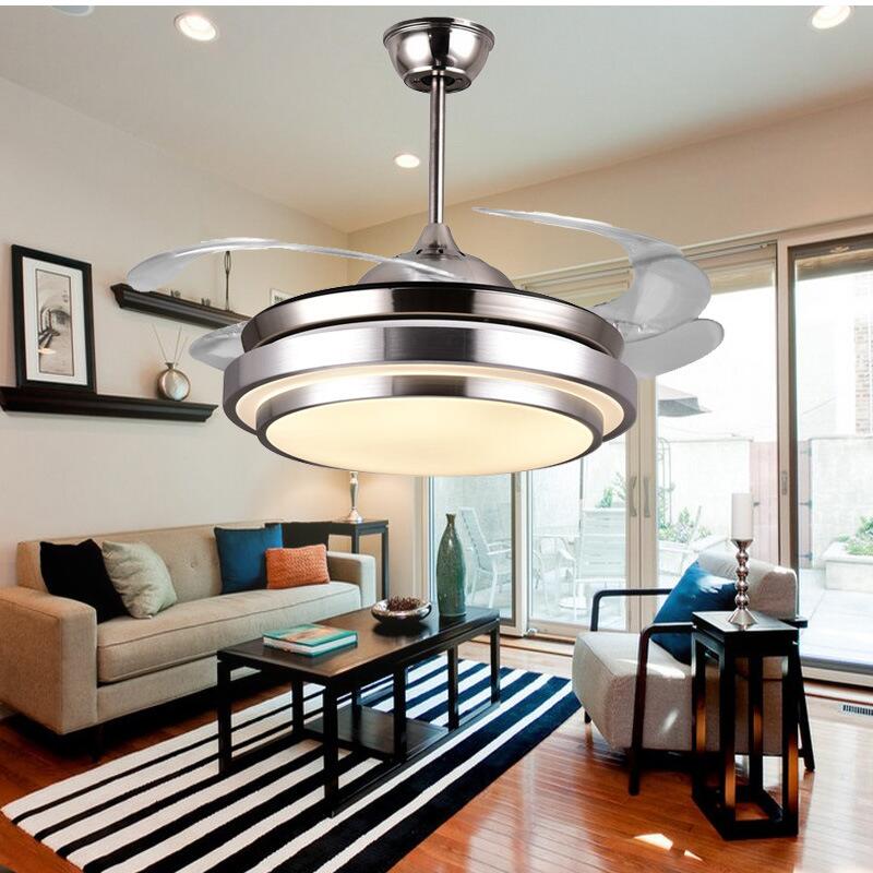 Modern Ceiling Fan Lights Lamps Remote Control 36 42 inch Gold Silver Led lumiere Dining room Bedroom Fan Lighting Free Shipping