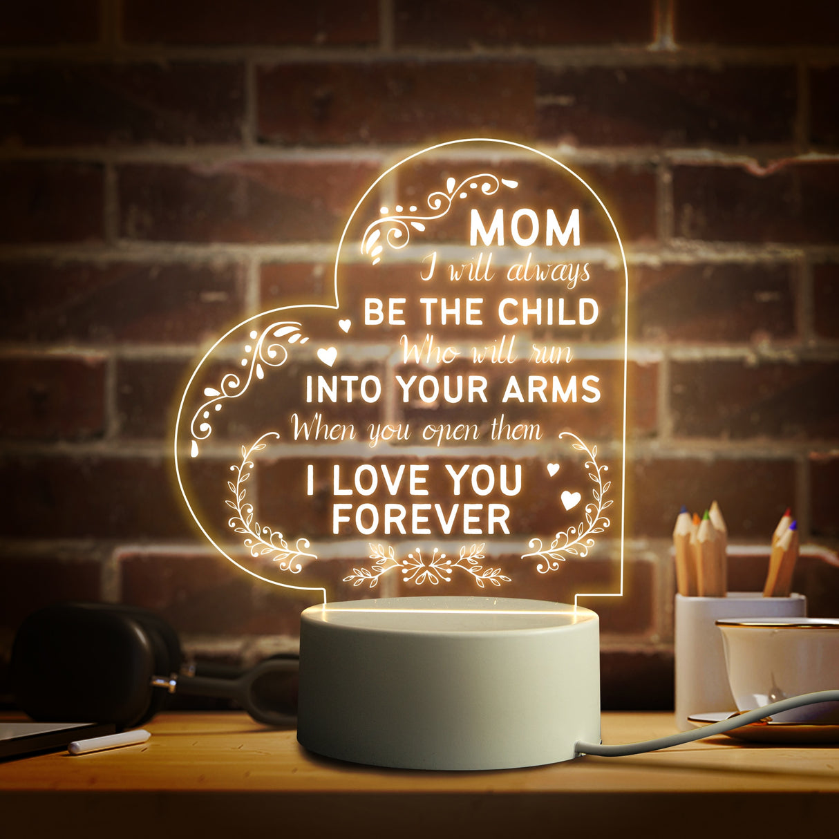 Mom Birthday and Mother Day Novelty Present Bedroom Night Light Decoration Lamp Thanksgiving Gift for Mommy