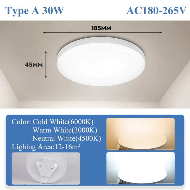 Ultra Thin Led Ceiling Lamp 18w 30w 50w Modern Panel Ceiling Lights For Living Room Bedroom Kitchen Indoor Lighting Warm White