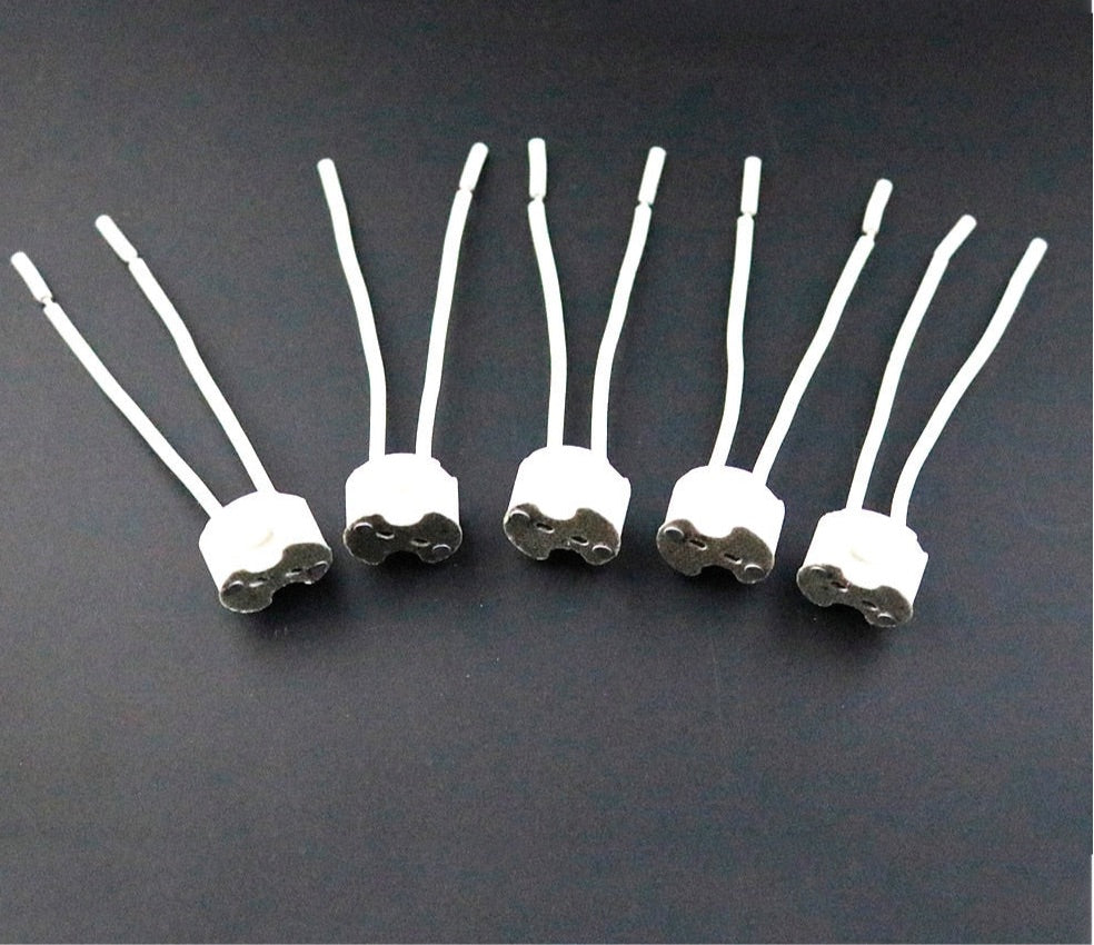 5-20PC MR16 MR11 GU5.3 G4 Lamp Holder Ceramic Halogen Lamp Holder Socket Pottery Connector 12-250V Led Light bulb Base with Wire