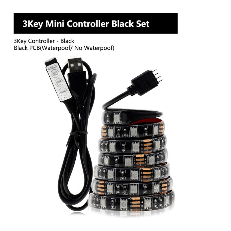 USB LED Strip 5050 RGB Changeable 5V Waterproof / No Waterproof with USB Controller Set DIY TV Decoration LED Light.
