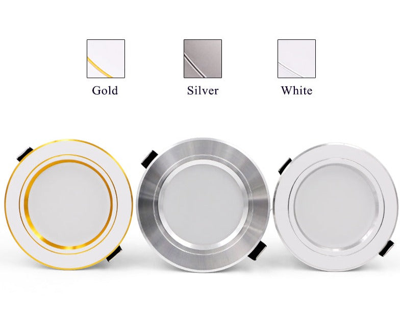 LED Downlight Ceiling silvery 5W 9W 12W 15W 18W Warm white/cold white led light AC 220V 230V 240V