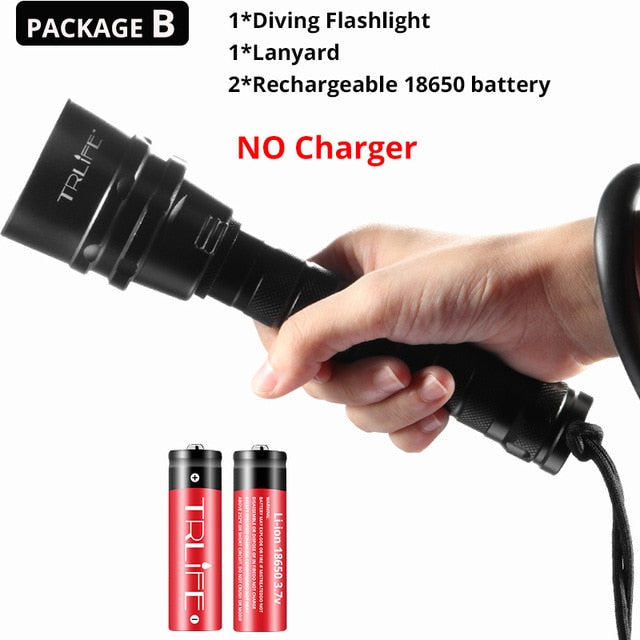 Professional Diving Flashlight XML-T6 L2 Portable Scuba Dive torch 200M Underwater IPX8 Waterproof 18650 Flashlights
