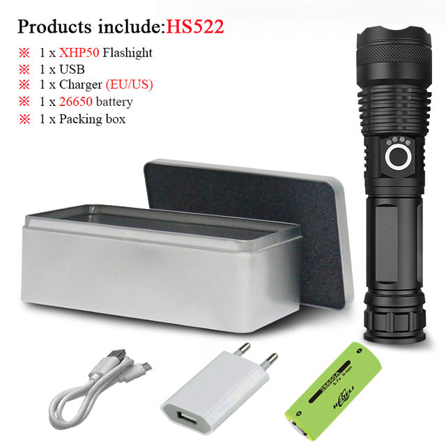 led flashlight 90000 lumens xhp70.2 most powerful flashlight 26650 USB torch xhp70 xhp50 lantern 18650 hunting lamp hand light