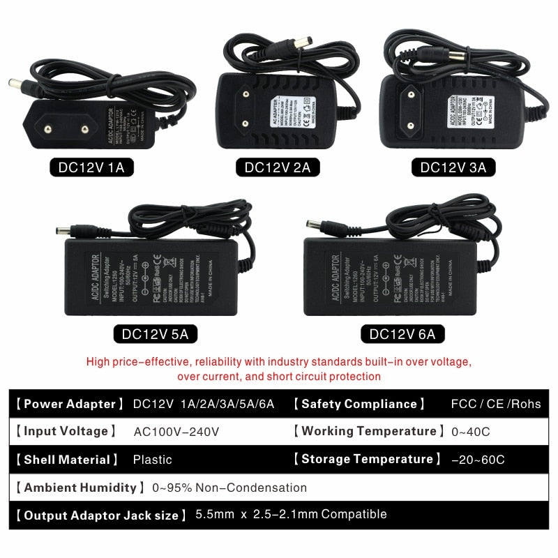 12V Power Supply DC12V Unit 1A 2A 3A 5A 6A Transformer AC 110V 220V 220 V to DC 12 Volts 12 V LED Driver for LED Strip