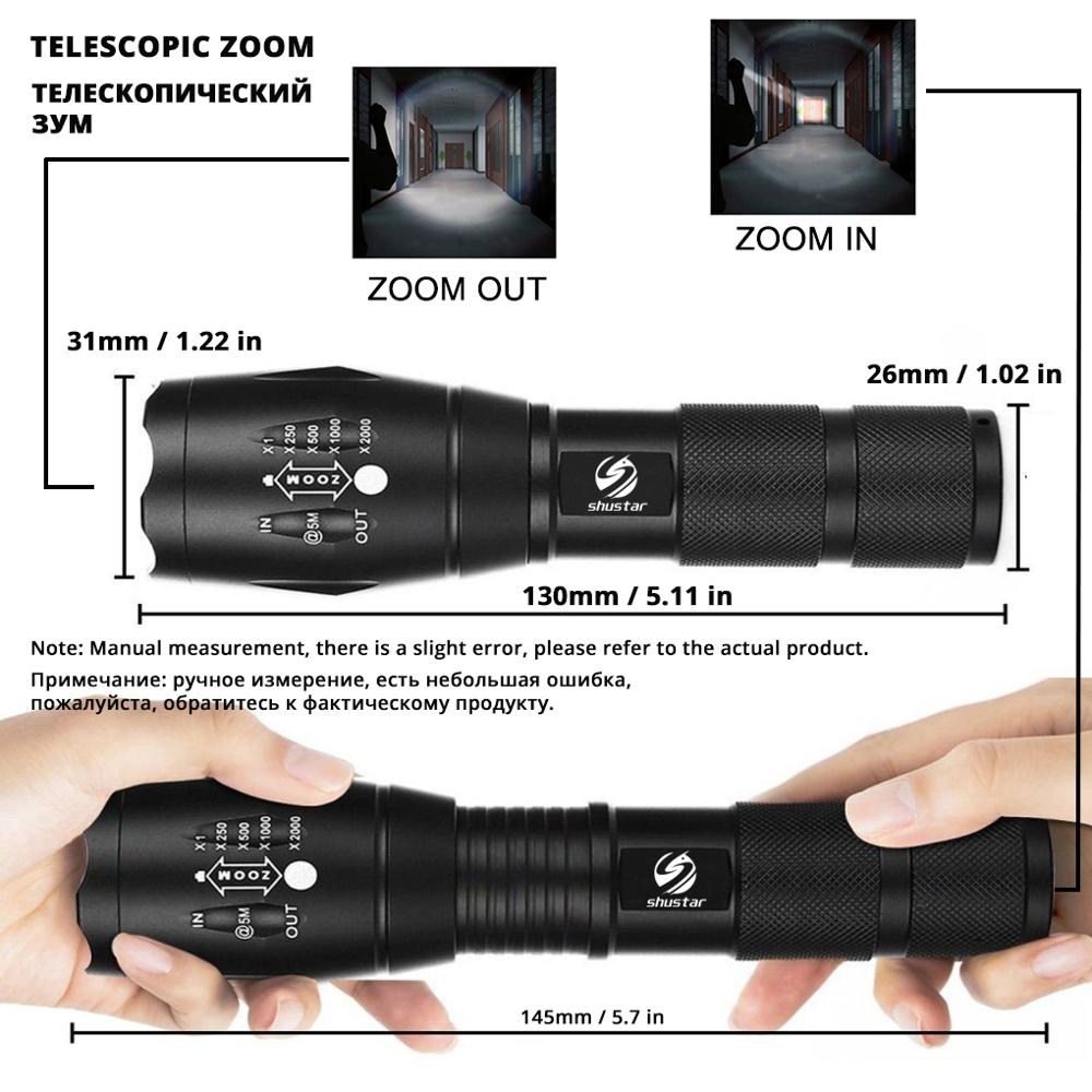 Led flashlight Ultra Bright torch T6/L2/V6 Camping light 5 switch Modes waterproof Zoomable Bicycle Light 18650 battery