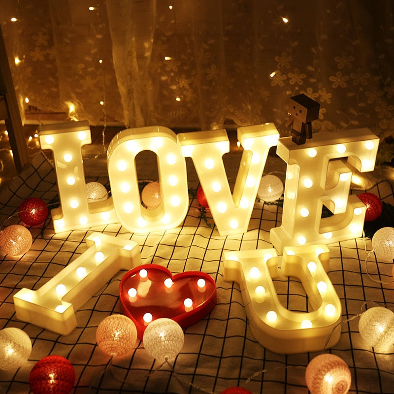 16CM LED Letter Night Light Light Alphabet Battery Home Club Wall Decoration Party Wedding Birthday Decors Valentine's Day Gift